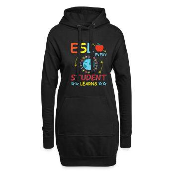 ESL-Lehrer ESL Unterricht - Hoodie-Kleid - Schwarz - Vorne