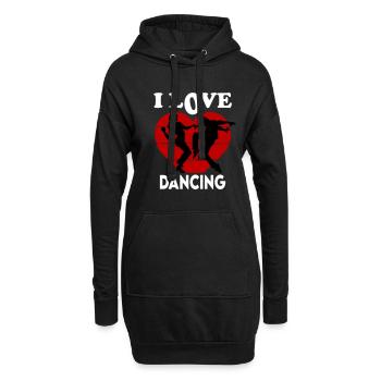 I Love Dancing Ich liebe tanzen Tanzschule - Hoodie-Kleid - Schwarz - Vorne