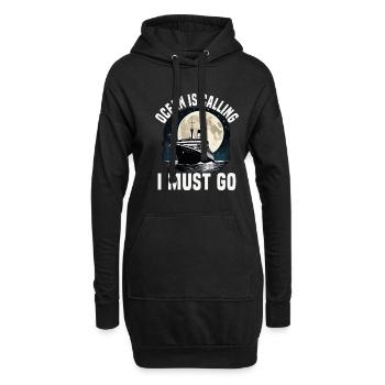 L’océan appelle je dois aller en vacances en bateau de croisière - Sweat-shirt à capuche long Femme - noir - Devant