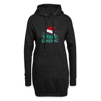 JOYEUX NOËL + Chapeau de Père Noël - Sweat-shirt à capuche long Femme - noir - Devant