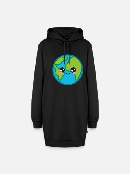 Welt Kawaii Süß - Hoodie-Kleid - Schwarz