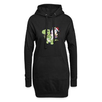 Dinosaures Licorne d’hiver T-Rex Dino - Sweat-shirt à capuche long Femme - noir - Devant