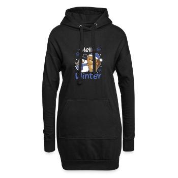 Biber Hello Winter schneemann schnee - Hoodie-Kleid - Schwarz - Vorne