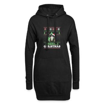 Merry Christmas retro ugly christmas Katze - Hoodie-Kleid - Schwarz - Vorne