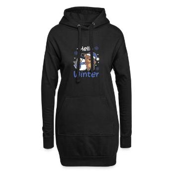 Bär Hello Winter schneemann schnee weihnachten - Hoodie-Kleid - Schwarz - Vorne