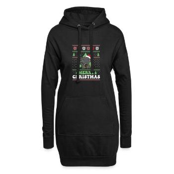 Joyeux Noël rétro moche Noël Axolotl - Sweat-shirt à capuche long Femme - noir - Devant