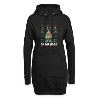 Joyeux Noël rétro moche ours de Noël - Sweat-shirt à capuche long Femme - noir - Devant