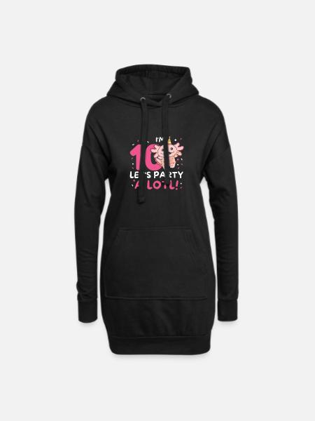 10. Geburtstag Axolotl zehn Jahre alt süß Axolotls - Hoodie-Kleid - Schwarz