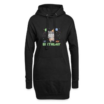 Hippopotame pour les enfants d’anniversaire c’est mon anniversaire - Sweat-shirt à capuche long Femme - noir - Devant