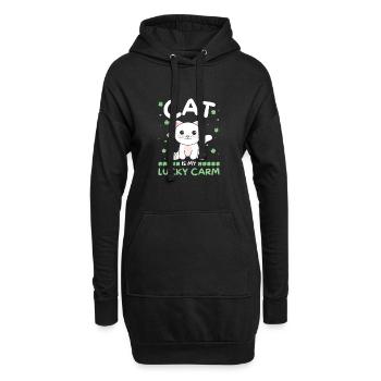 Cat is my lucky carm Clover St Patrick's Day - Hoodie Dress - black - Front