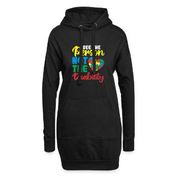 autism awareness see the person not the disability - Hoodie-Kleid - Schwarz - Vorne
