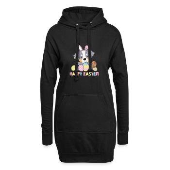 joyeuses Pâques douces Berger australien Pâques avec - Sweat-shirt à capuche long Femme - noir - Devant