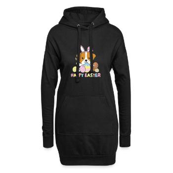 happy easter cute jack rusll Easter dogs - Hoodie Dress - black - Front