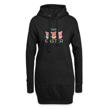 cochons doux à Pâques avec œufs de Pâques porc - Sweat-shirt à capuche long Femme - noir - Devant