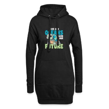 La Terre des tortues sauve nos océans sauve notre avenir - Sweat-shirt à capuche long Femme - noir - Devant