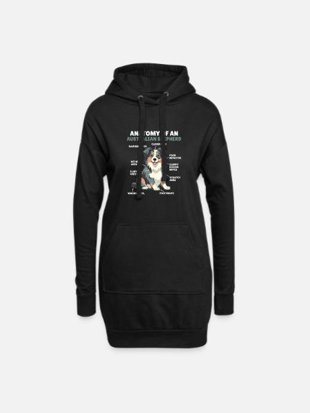 Hunde Erklärung Anatomy eines Australian Shepherd - Hoodie-Kleid - Schwarz