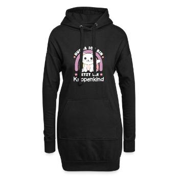 Hurra Ich Bin Jetzt Ein Krippenkind Katze - Hoodie-Kleid - Schwarz - Vorne