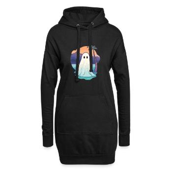 Halloween groovy fantôme hippie plage palmier vintage - Sweat-shirt à capuche long Femme - noir - Devant