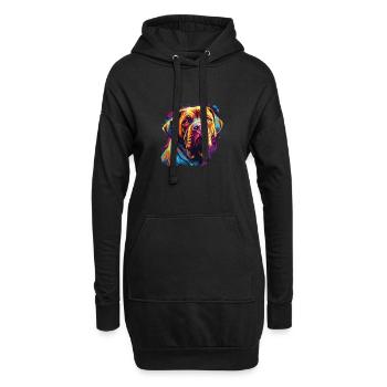 Wasserfarben Farbenfroher Bordeauxdogge - Hoodie-Kleid - Schwarz - Vorne