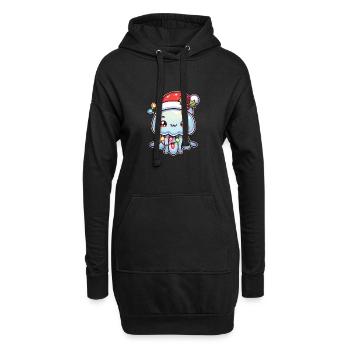 Père Noël chapeau Noël fée lumières méduses - Sweat-shirt à capuche long Femme - noir - Devant