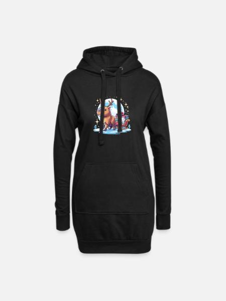 Capybara Weihnachtsschlitten Geschenke Weihnachten - Hoodie-Kleid - Schwarz
