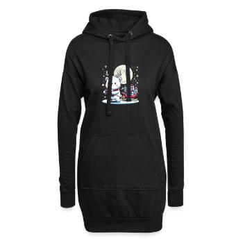 Ours polaire Noël traîneau cadeaux Noël - Sweat-shirt à capuche long Femme - noir - Devant