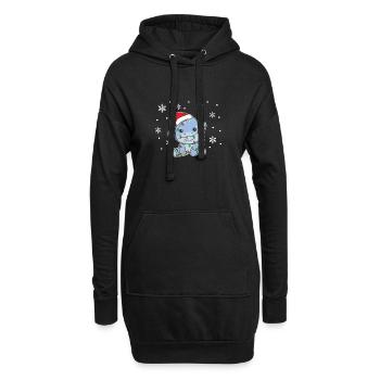 Dino Weihnachten Winter Tiere Dinos - Hoodie-Kleid - Schwarz - Vorne