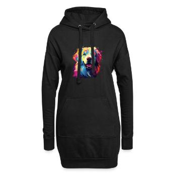 Aquarelle coloré chien de montagne des Pyrénées - Sweat-shirt à capuche long Femme - noir - Devant