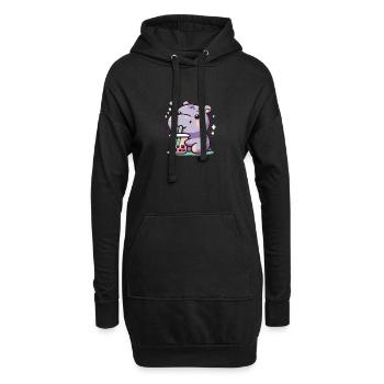 Kawaii Flusspferde Bubble Tea Boba Nielpferd - Hoodie-Kleid - Schwarz - Vorne