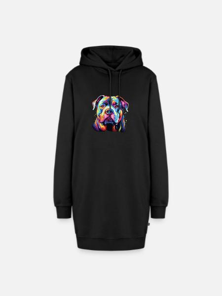 Wasserfarben Farbenfroher American Bulldog - Hoodie-Kleid - Schwarz