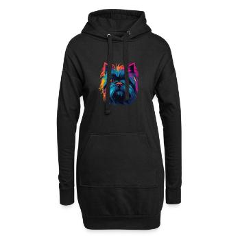 Aquarelle colorée Affenpinscher - Sweat-shirt à capuche long Femme - noir - Devant