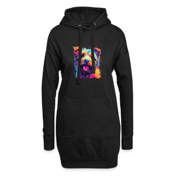 Wasserfarben Farbenfroher Norfolk Terrier - Hoodie-Kleid - Schwarz - Vorne