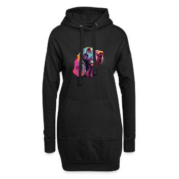 Aquarelle colorée Spinone Italiano - Sweat-shirt à capuche long Femme - noir - Devant