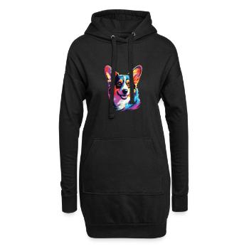 Aquarelle colorée Pembroke Welsh Corgi - Sweat-shirt à capuche long Femme - noir - Devant
