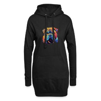 Aquarelle colorée chinoise Shar Pei - Sweat-shirt à capuche long Femme - noir - Devant