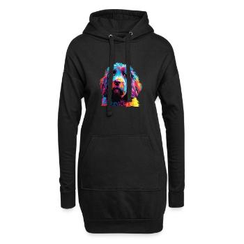 Aquarelle colorée chien d’eau espagnol - Sweat-shirt à capuche long Femme - noir - Devant