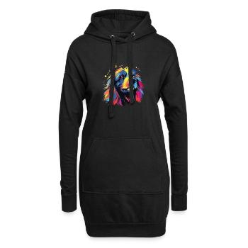 Aquarelle colorée Lion - Sweat-shirt à capuche long Femme - noir - Devant
