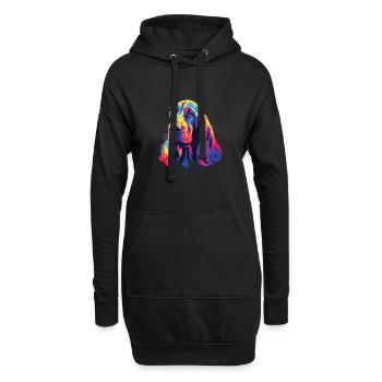 Aquarelle Colorée Basset Bleu de Gascogne - Sweat-shirt à capuche long Femme - noir - Devant