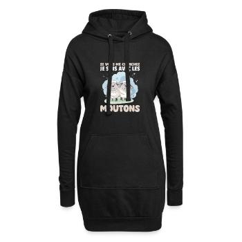 Si vous me cherchez, je suis avec les brebis - Sweat-shirt à capuche long Femme - noir - Devant