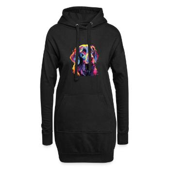 Aquarelle coloré à poil plat Retriever - Sweat-shirt à capuche long Femme - noir - Devant