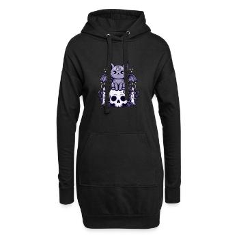 Kawaii Pastel Goth Cute Creepy Katze Fledermaus - Hoodie-Kleid - Schwarz - Vorne