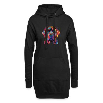 Wasserfarben Farbenfroher Boerboel - Hoodie-Kleid - Schwarz - Vorne
