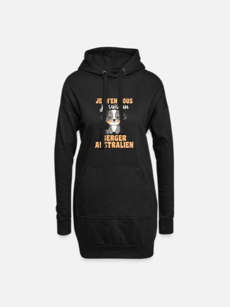 Je m'en fous je suis un berger australien - Hund - Hoodie-Kleid - Schwarz