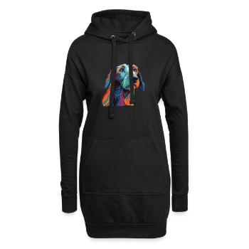 Wasserfarben Farbenfroher Scottish Deerhound - Hoodie-Kleid - Schwarz - Vorne