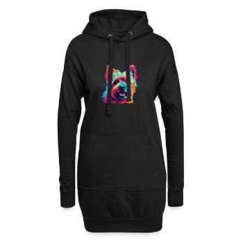 Wasserfarben Farbenfroher Norwich Terrier - Hoodie-Kleid - Schwarz - Vorne
