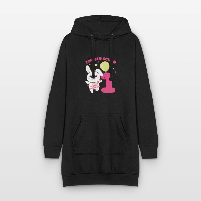 Ich bin schon 1 Hasen Geburtstags Kinder Hoodie-Kleid