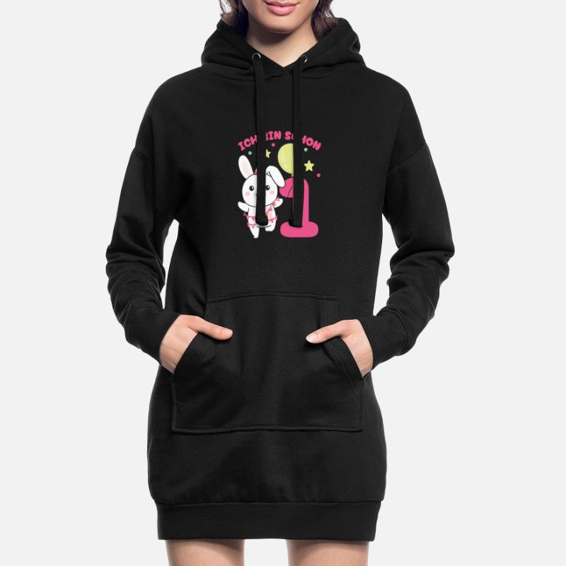 Ich bin schon 1 Hasen Geburtstags Kinder Hoodie-Kleid