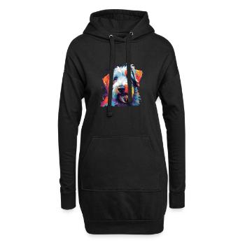Wasserfarben Farbenfroher Sealyham Terrier - Hoodie-Kleid - Schwarz - Vorne