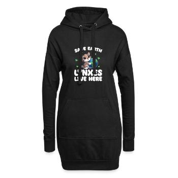 Rettet die Erde Luchse leben hier Earth Day - Hoodie-Kleid - Schwarz - Vorne