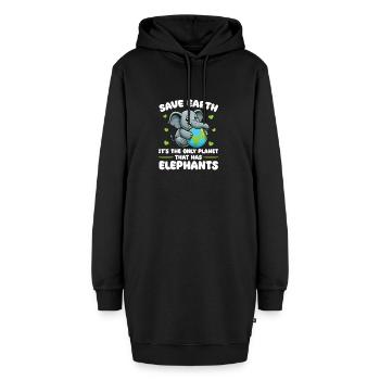 Ist der einzige Planet mit Elefanten Earth Day - Hoodie-Kleid - Schwarz - Vorne - AI Model Female 172 light (172cm)